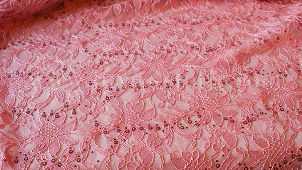 Spitzenstoff Pailletten rosa